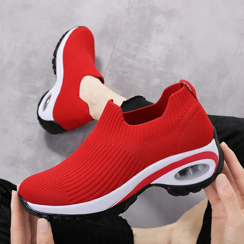 New Women Fashion Casual Sport Shoes Wedge Platform Sneakers Ladies Breathable Vulcanized Shoes 2026