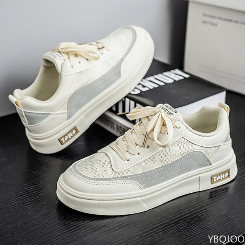 Summer Men's New Breathable Canvas Shoes Trendy Versatile Thick Bottom Sports Leisure Simple and Comfortable Board Shoes