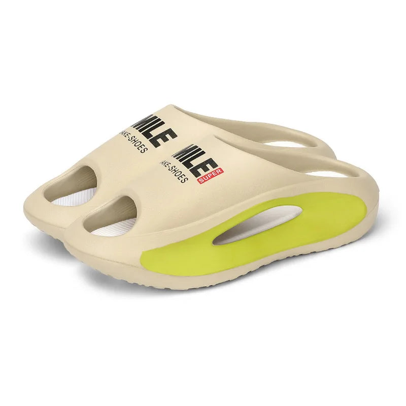 Shevalues New Hollow Women Sandals Platform Soft Comfy Beach Shoes Unisex Sports Slippers Non-Slips Shower Slides Men Slippers