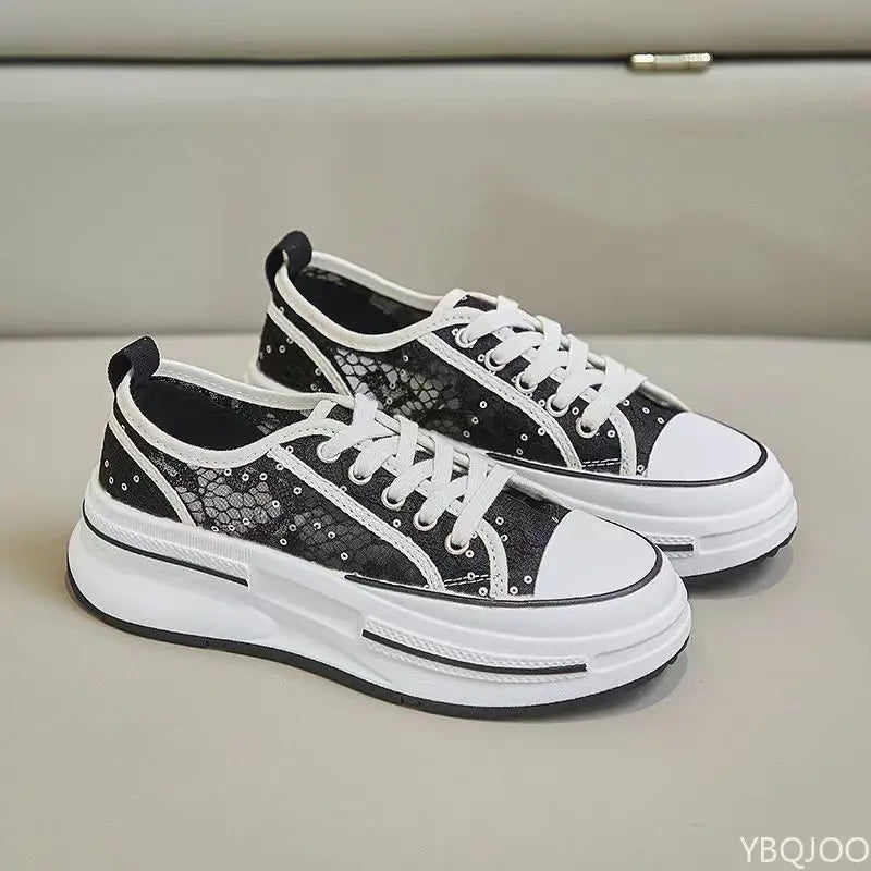 Women's summer new thick soled versatile shoes with breathable mesh casual sports simple comfortable mesh shoes