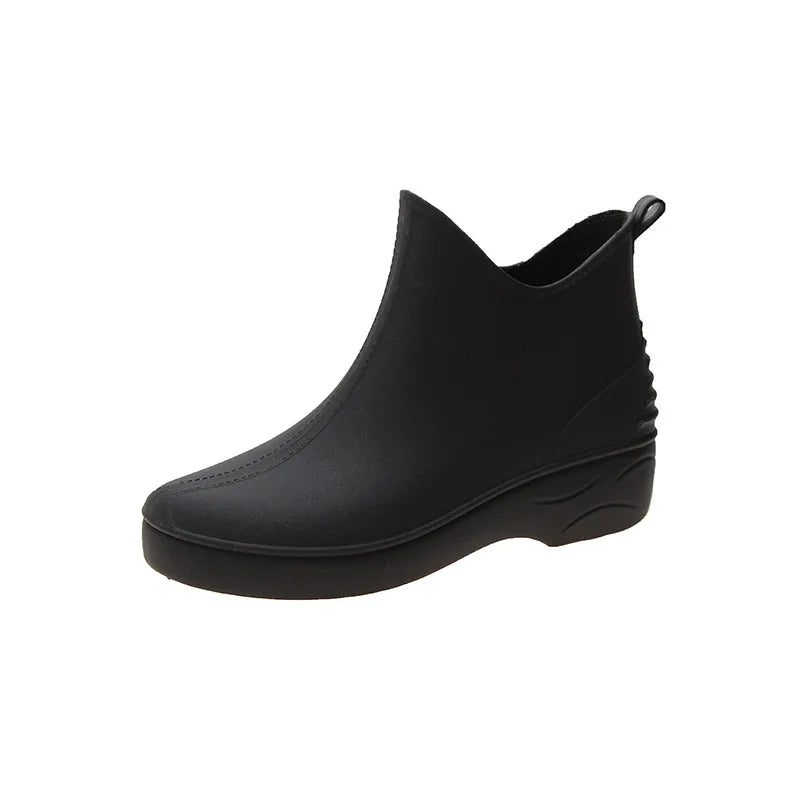 Fashion Waterproof Rain Shoes for Women Platform Ankle Rain Boots Ladies Rubber Shoes Outdoor Walking Booties New Working Boots