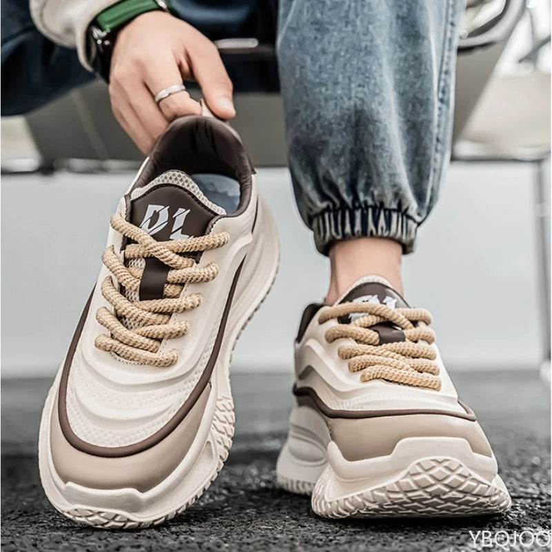 Spring Autumn new thick soled shoes are lightweight comfortable trendy casual sporty fashionable wear-resistant men's shoes