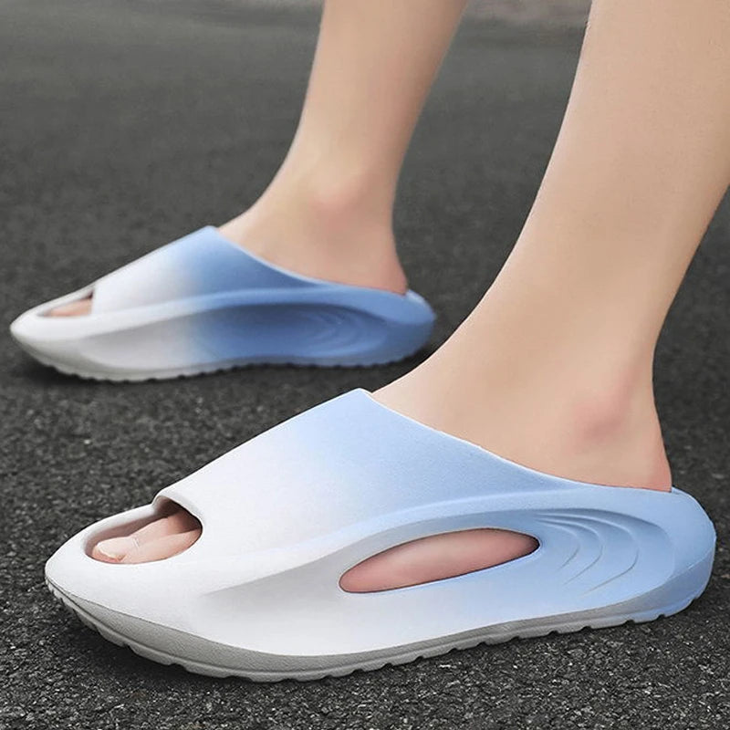 Shevalues New Hollow Women Sandals Platform Soft Comfy Beach Shoes Unisex Sports Slippers Non-Slips Shower Slides Men Slippers