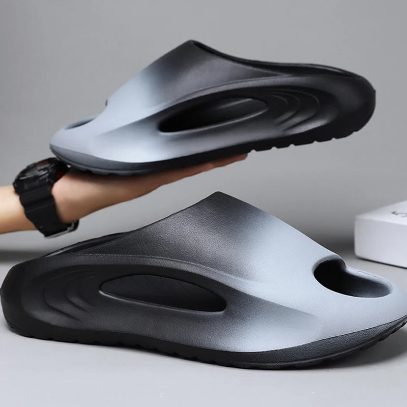 Shevalues New Hollow Women Sandals Platform Soft Comfy Beach Shoes Unisex Sports Slippers Non-Slips Shower Slides Men Slippers