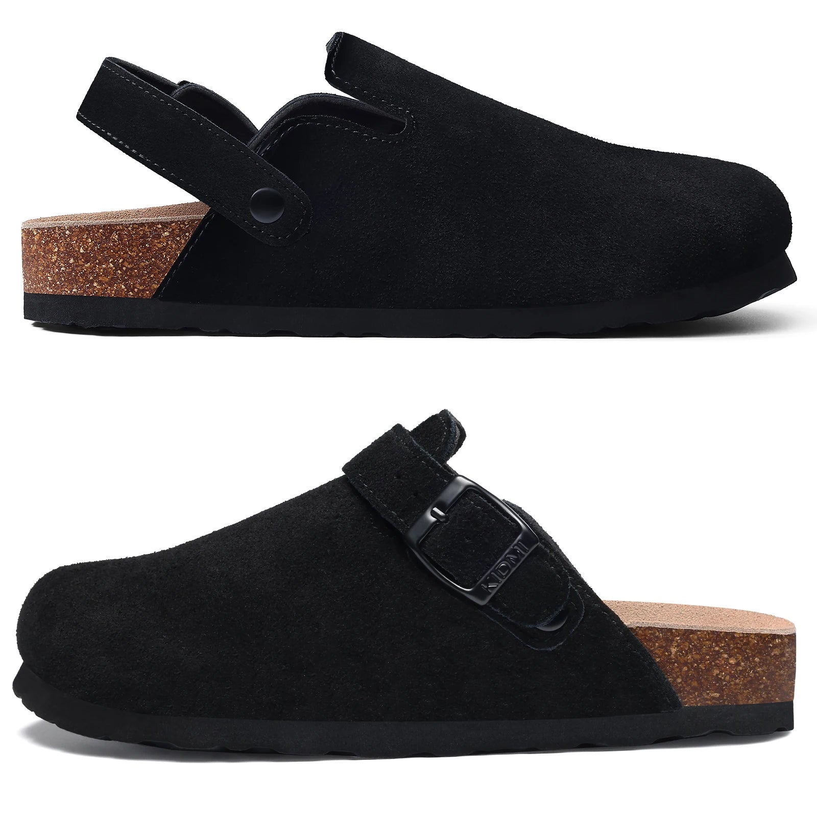 Smile New Cow Suede Women's Potato Shoes With Adjustable Strap Cork Insole Mules Outdoor Unisex Clogs Slippers With Arch Support