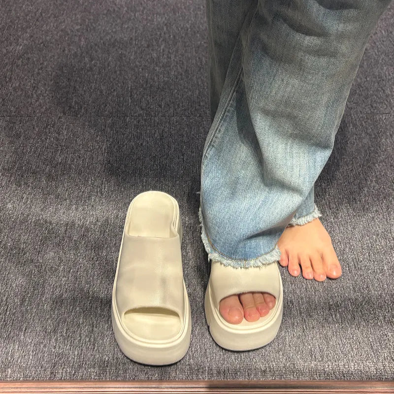 Thick Sole Sandals for Women Home Platform Slippers EVA Non Slip Beach Sandals Summer Lady Slides Soft Sole Wedge Heel Slipper