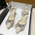 Banquet Dress White High Heels Elegant Temperament Dress Wedding Shoes Rhinestone Pointed Hollow Toe Sexy Sandals for Women