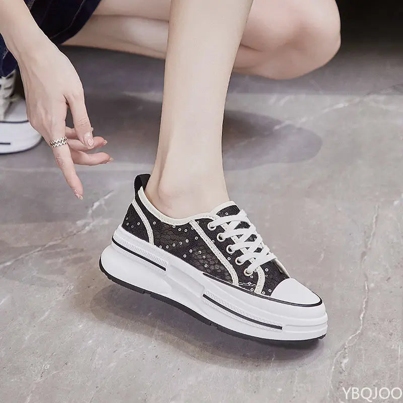 Women's summer new thick soled versatile shoes with breathable mesh casual sports simple comfortable mesh shoes