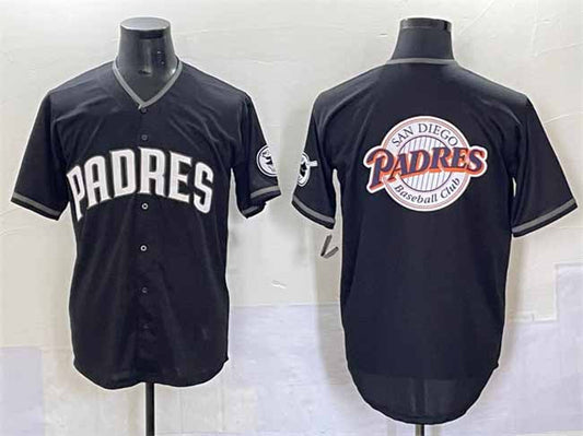 San Diego Padres Team Big Logo Black Stitched Baseball Jersey