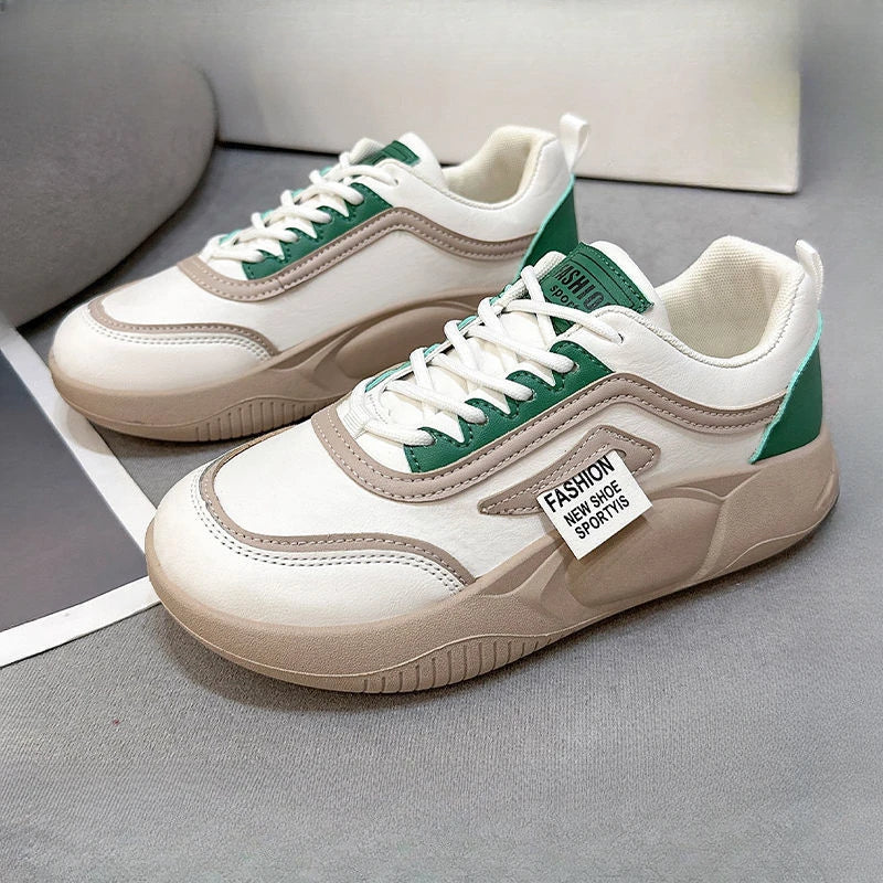 Autumn Women Vulcanized New Shoes Sports Loafers 2024 Comfortable Walking Sneakers Ladies Thick Soled Lace-Up Casual Shoes