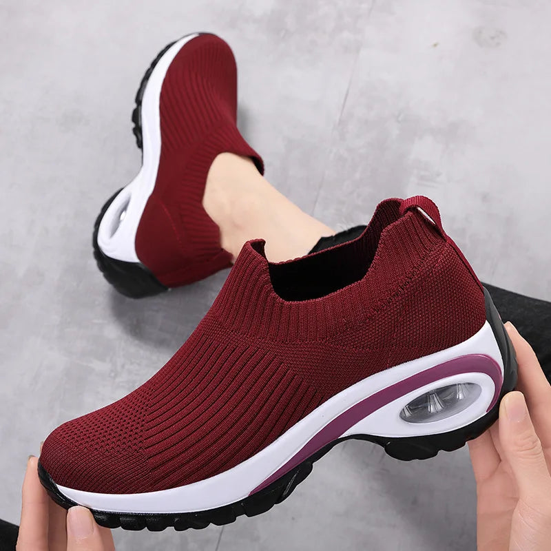 New Women Fashion Casual Sport Shoes Wedge Platform Sneakers Ladies Breathable Vulcanized Shoes 2026
