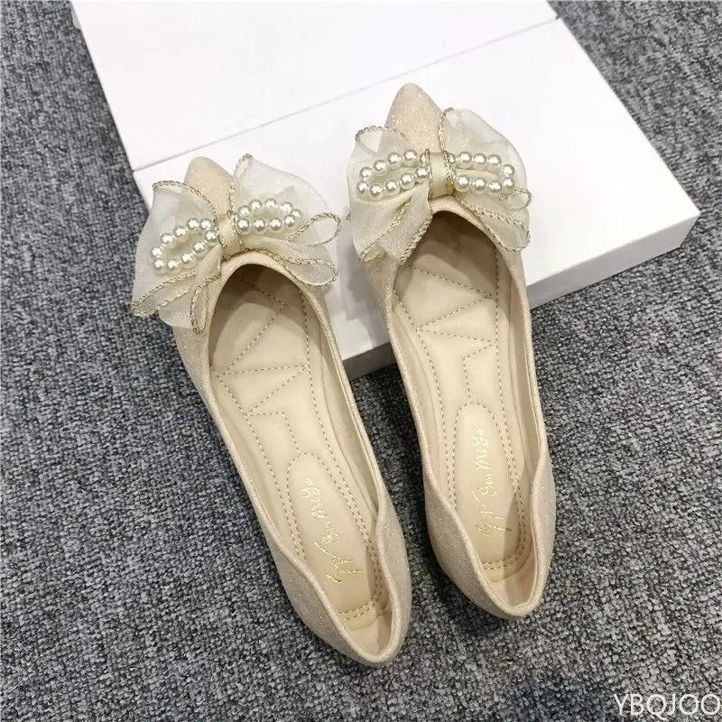 Ladies' versatile temperament pointed bow flat shoes Spring summer new fashionable elegant comfortable dress flat shoes