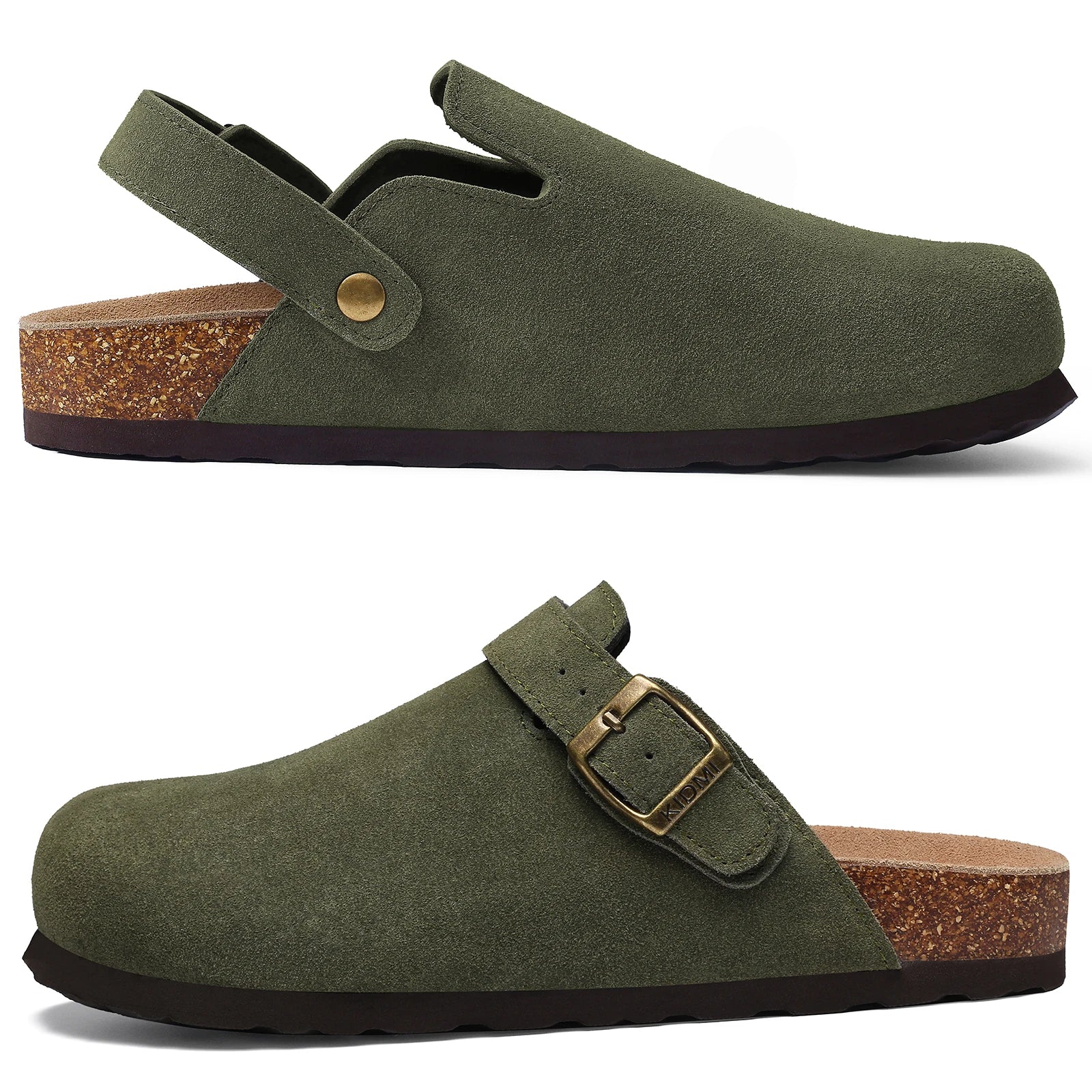 Smile New Cow Suede Women's Potato Shoes With Adjustable Strap Cork Insole Mules Outdoor Unisex Clogs Slippers With Arch Support