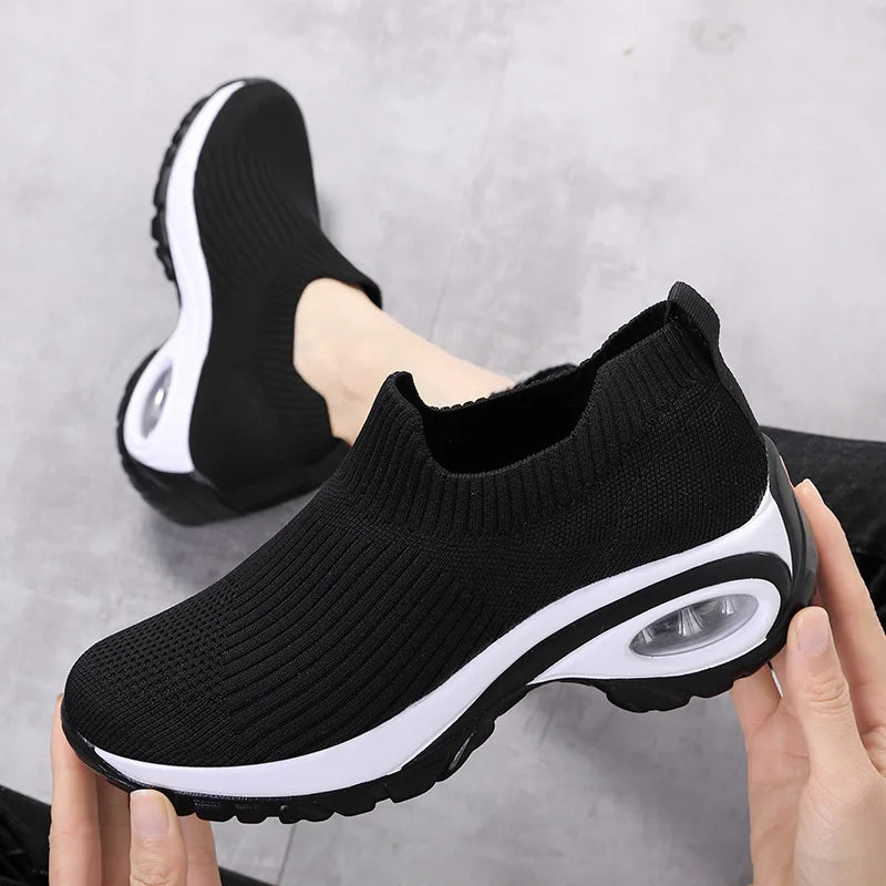New Women Fashion Casual Sport Shoes Wedge Platform Sneakers Ladies Breathable Vulcanized Shoes 2026