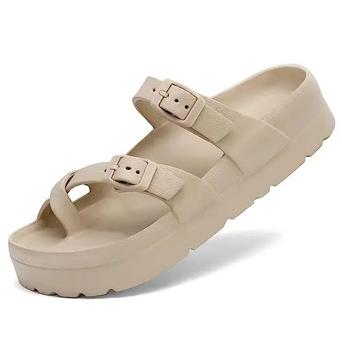 CRACOMIN New Women's Platform Sandals With Arch Support Soft EVA Orthopedic Sandals Summer House Slippers With Adjustable Buckle