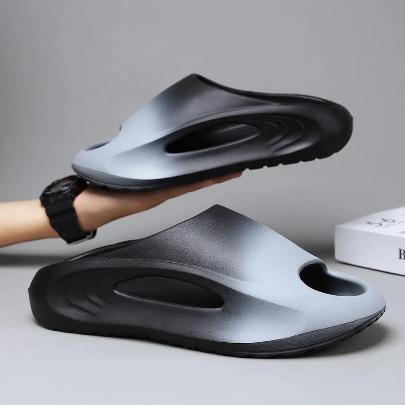Shevalues New Hollow Women Sandals Platform Soft Comfy Beach Shoes Unisex Sports Slippers Non-Slips Shower Slides Men Slippers