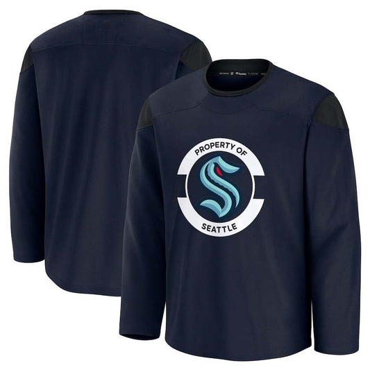 S.Kraken Fanatics Team Practice Jersey - Deep Sea Blue Stitched American Hockey Jerseys
