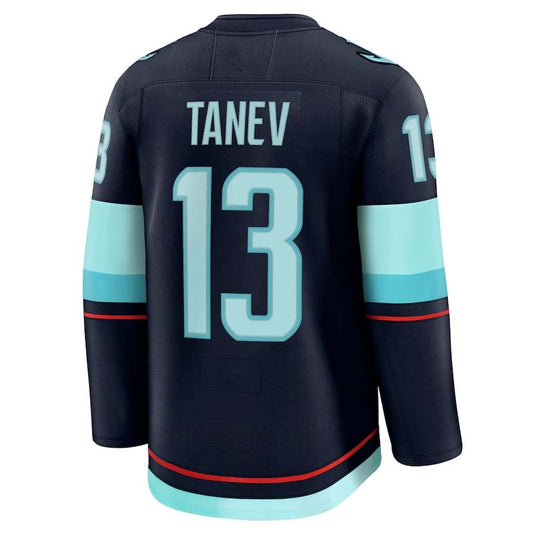 S.Kraken #13 Brandon Tanev Fanatics Home Premium Jersey - Deep Sea Blue Stitched American Hockey Jerseys