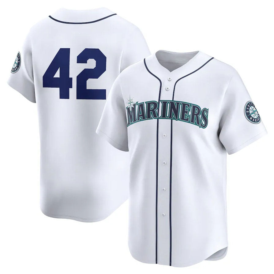 Seattle Mariners 2024 #42 Jackie Robinson Day Home Limited Jersey ¨C White Stitches Baseball Jerseys