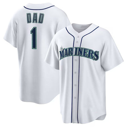 Seattle Mariners #1 Dad Home Replica Jersey - White Stitched Baseball Jersey