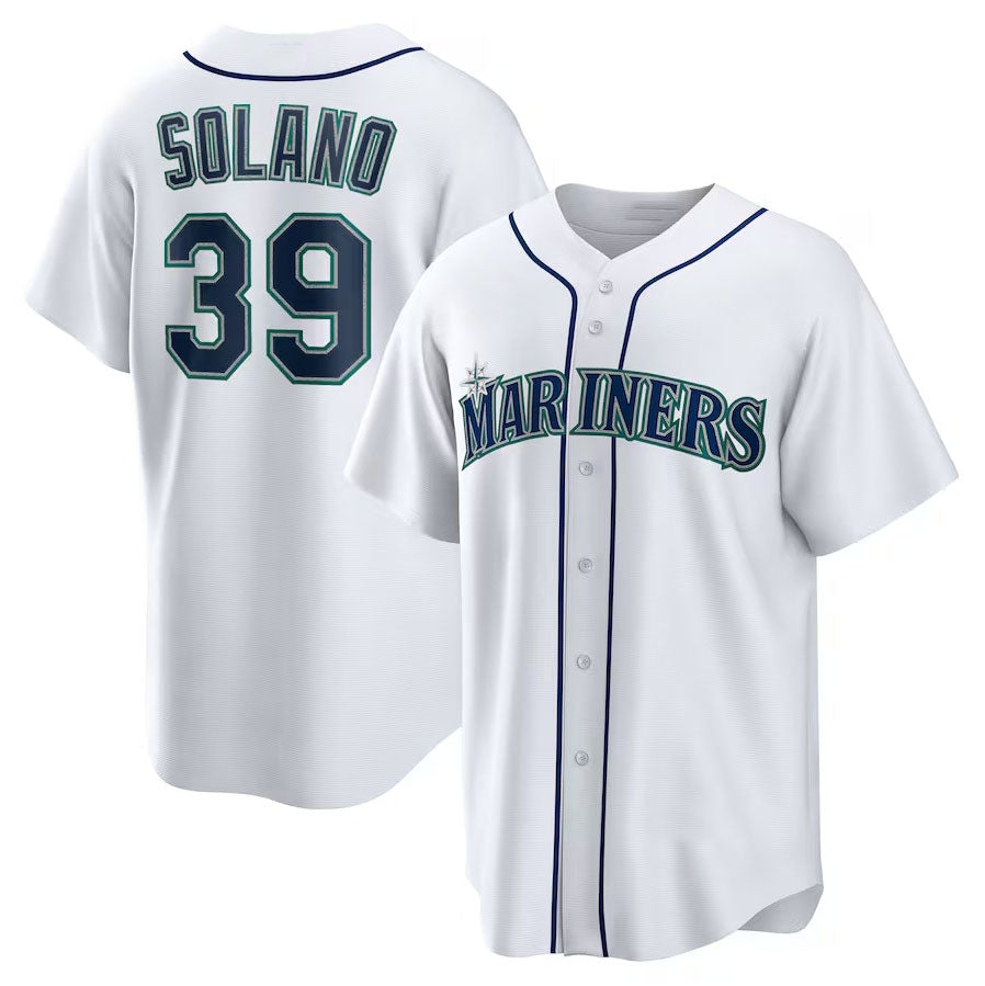 Seattle Mariners #39 Donovan Solano Home Replica Jersey - White Stitched Baseball Jersey