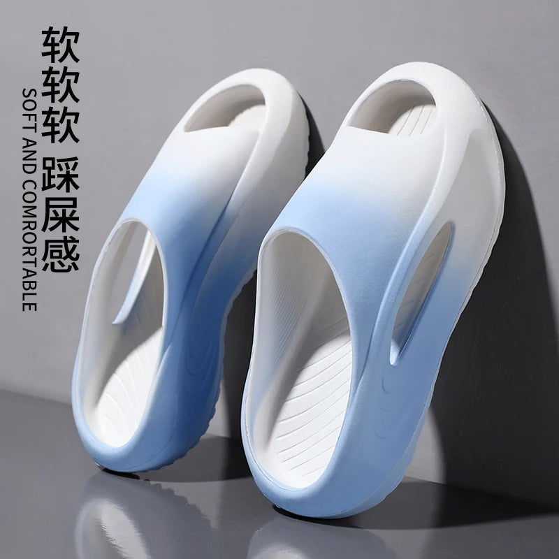 Shevalues New Hollow Women Sandals Platform Soft Comfy Beach Shoes Unisex Sports Slippers Non-Slips Shower Slides Men Slippers