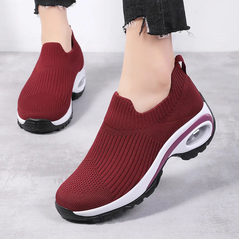 New Women Fashion Casual Sport Shoes Wedge Platform Sneakers Ladies Breathable Vulcanized Shoes 2026