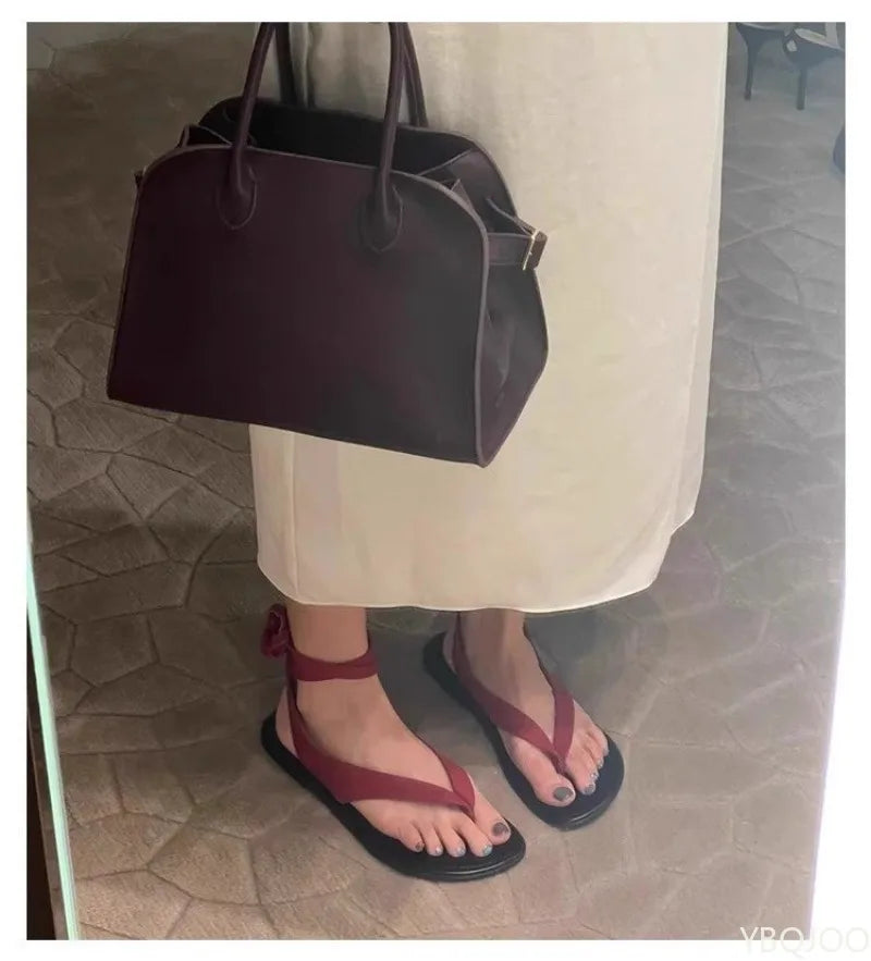 Women's personalized casual clip toe slippers summer  versatile flat bottom daily casual comfortable sandals for wearing outside