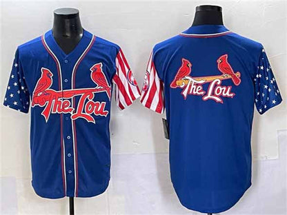 St. Louis Cardinals Team Big Logo Royal Independence Day Vapor Premier Limited Stitched Baseball Jerseys