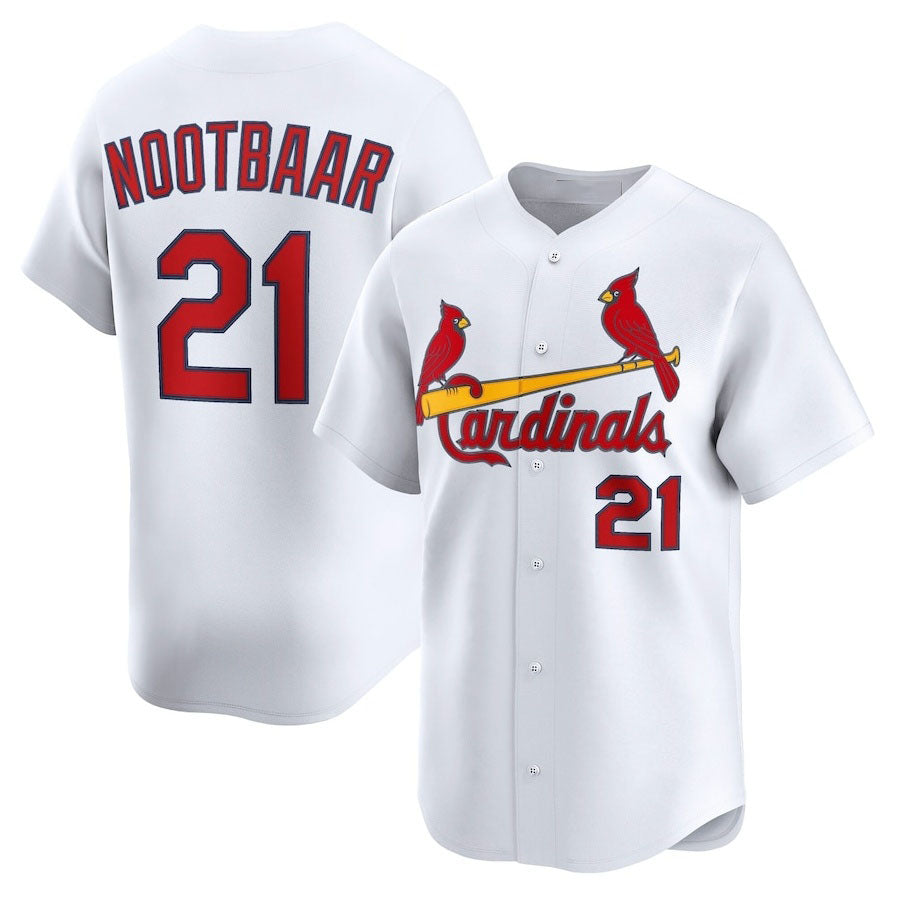 St. Louis Cardinals #21 Lars Nootbaar Home Limited Player Jersey - White Stitched Baseball Jersey
