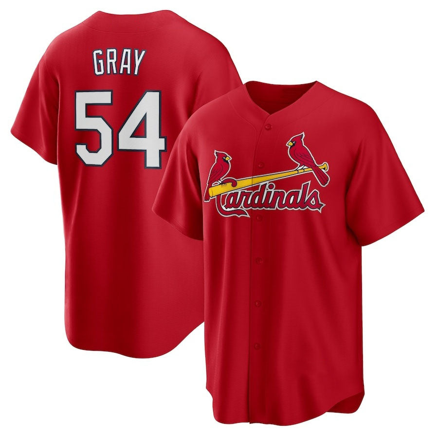 St. Louis Cardinals #54 Sonny Gray Alternate Replica Jersey - Red Stitched Baseball Jersey