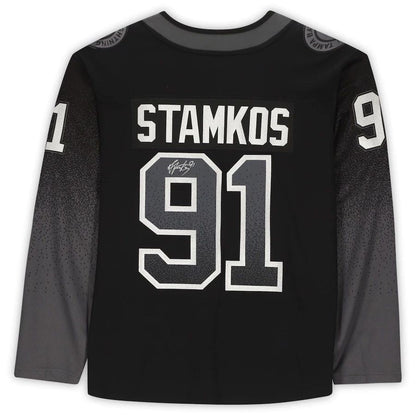 TB.Lightning #91 Steven Stamkos Fanatics Authentic Autographed Black Alternate Breakaway Jersey Stitched American Hockey Jerseys