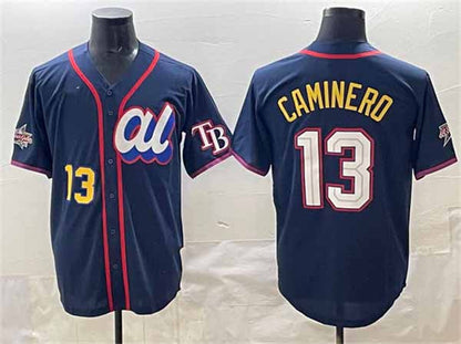 Tampa Bay Rays American League #13 Junior Caminero Navy 2025 All-Star Edition Limited Stitched Baseball Jersey