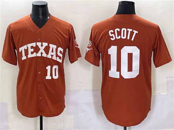T.Longhorns #10 Mia Scott Orange Stitched American College Jerseys