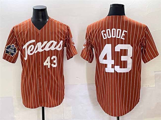 T.Longhorns #43 Leighann Goode Orange Pinstripe 2025 World Series Stitched American College Jerseys