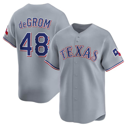 Texas Rangers #48 Jacob deGrom Road Limited Player Jersey - Gray Stitched Baseball Jersey