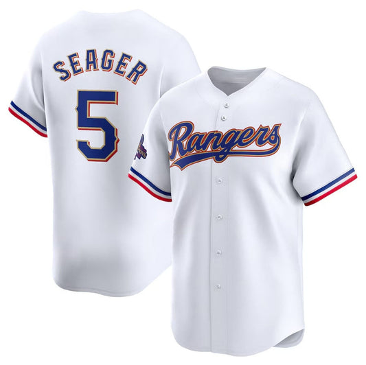 Texas Rangers #5 Corey Seager 2024 Gold Collection Limited Player Jersey ¨C White Baseball Jerseys
