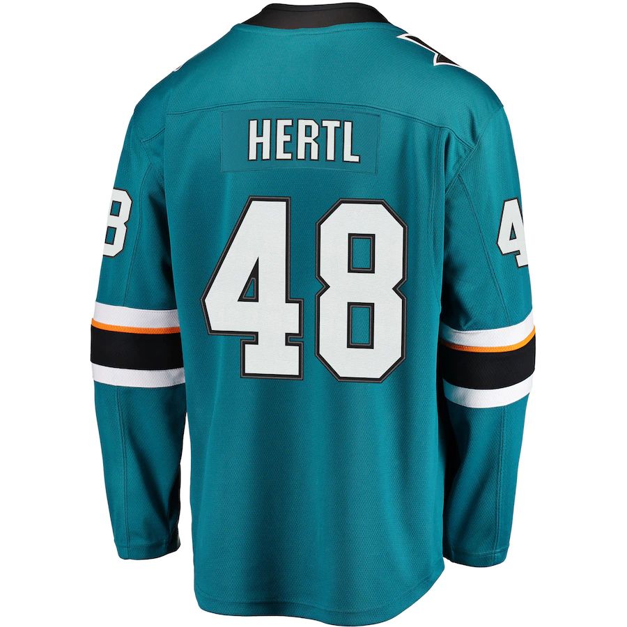 SJ.Sharks #48 Tomas Hertl Fanatics Branded Home Premier Breakaway Player Jersey Teal Stitched American Hockey Jerseys