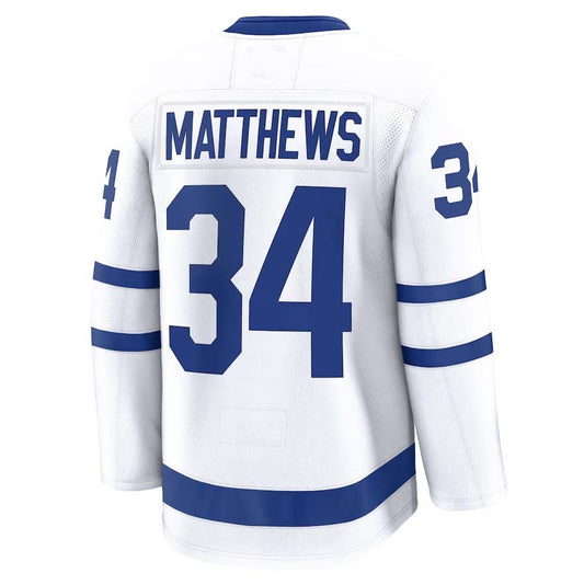 T.Maple Leafs #34 Auston Matthews Fanatics Away Premium Jersey - White Stitched American Hockey Jerseys