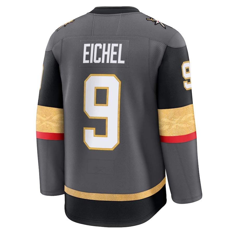 V.Golden Knights #9 Jack Eichel Fanatics Alternate Premium Jersey - Gray Stitched American Hockey Jerseys