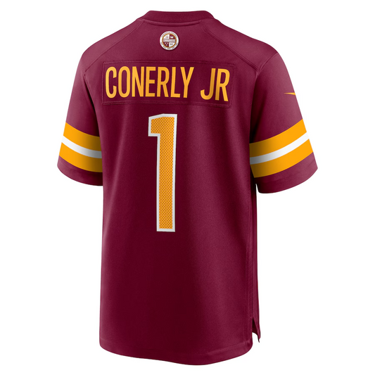 W.Commanders #1 Josh Conerly Jr. Burgundy 2025 Draft First Round Pick Game Stitched American Football Jerseys