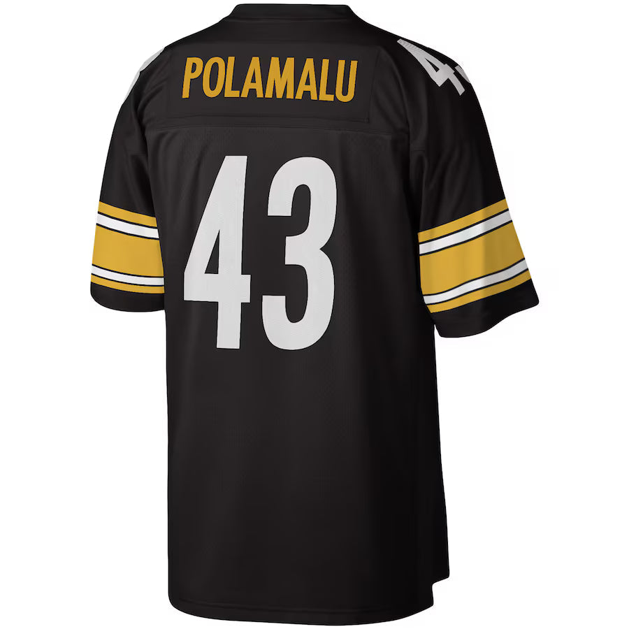 P.Steelers #43 Troy Polamalu Mitchell & Ness Black Legacy Replica Jersey