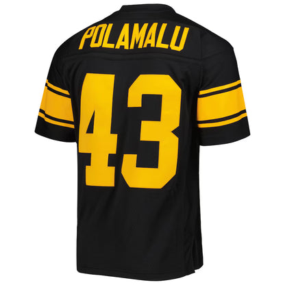 P.Steelers #43 Troy Polamalu Mitchell & Ness Black Legacy Replica Jersey