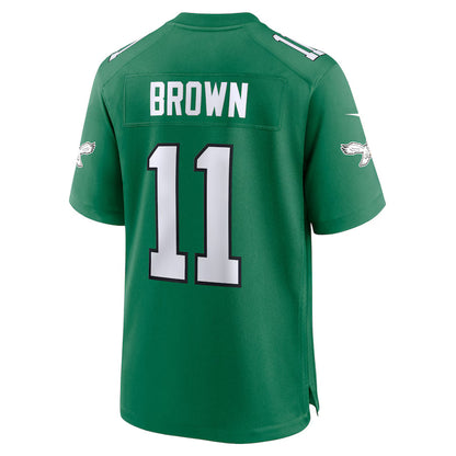 P.Eagles #11 A.J. Brown Kelly Green Game Jersey Stitched American Football Jerseys