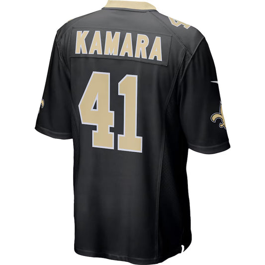 NO.Saints #41 Alvin Kamara Black Game Jersey Stitched American Football Jerseys