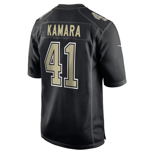 NO.Saints #41 Alvin Kamara Carbon Black Game Jersey Stitched American Football Jerseys
