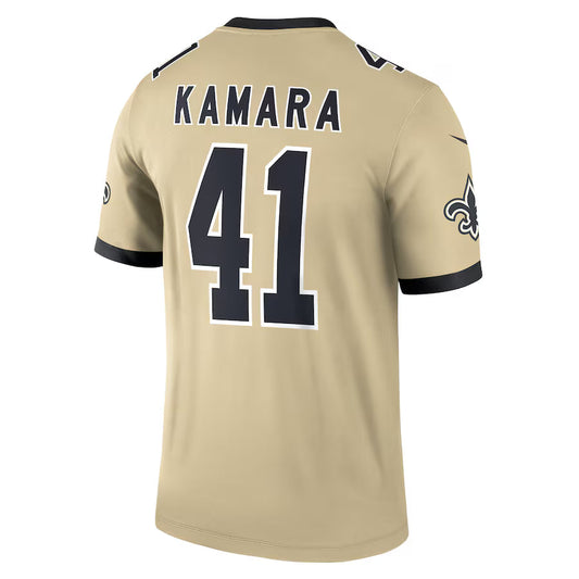 NO.Saints #41 Alvin Kamara Gold Game Jersey Stitched American Football Jerseys