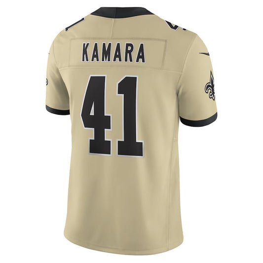 NO.Saints #41 Alvin Kamara Gold Vapor F.U.S.E. Limited Jersey Stitched American Football Jerseys