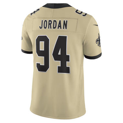 NO.Saints #94 Cameron Jordan Gold Vapor F.U.S.E. Limited Jersey Stitched American Football Jerseys