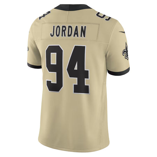 NO.Saints #94 Cameron Jordan Gold Vapor F.U.S.E. Limited Jersey Stitched American Football Jerseys